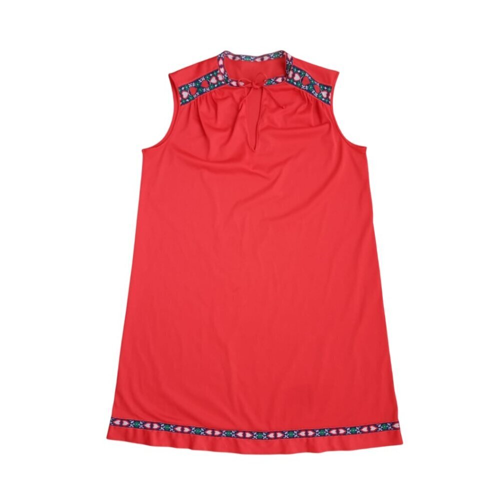 Vintage Vanity Fair Red Sleeveless Nightgown / Lounge Dress – Size S – Made in U